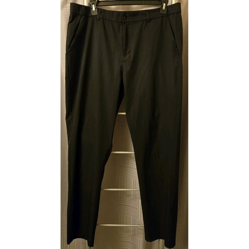 Libin Pants Men's Size 40x34 (Fits 40x33.5) Black Straight Leg Flat Front